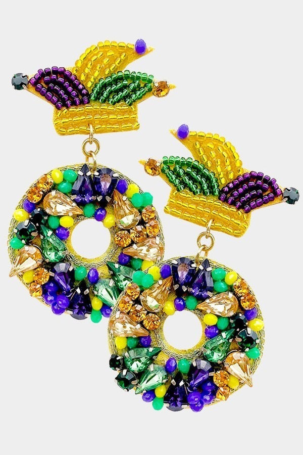 Beaded King Cake Earrings