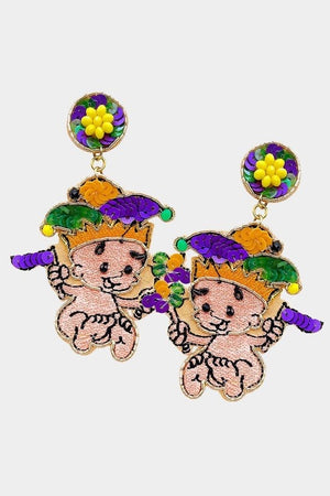 King Cake Baby Earrings