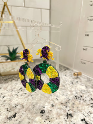 Sequin King Cake Earrings