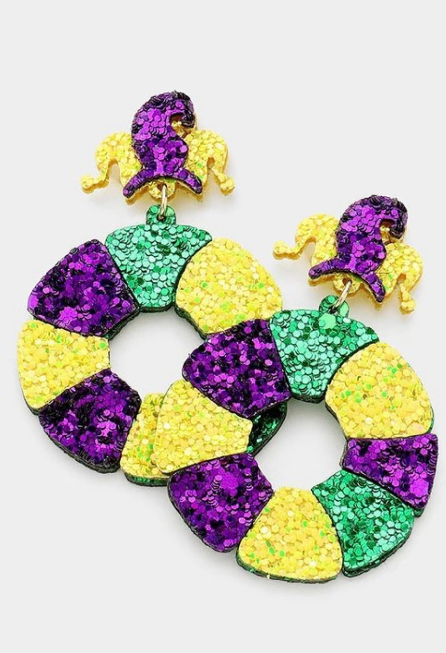 Sequin King Cake Earrings